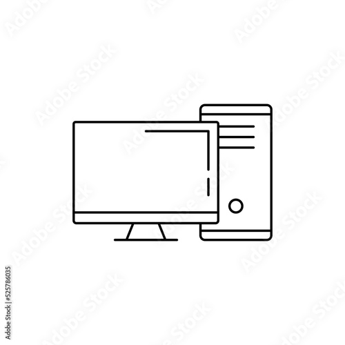 Computer desktop, pc icon in line style icon, isolated on white background