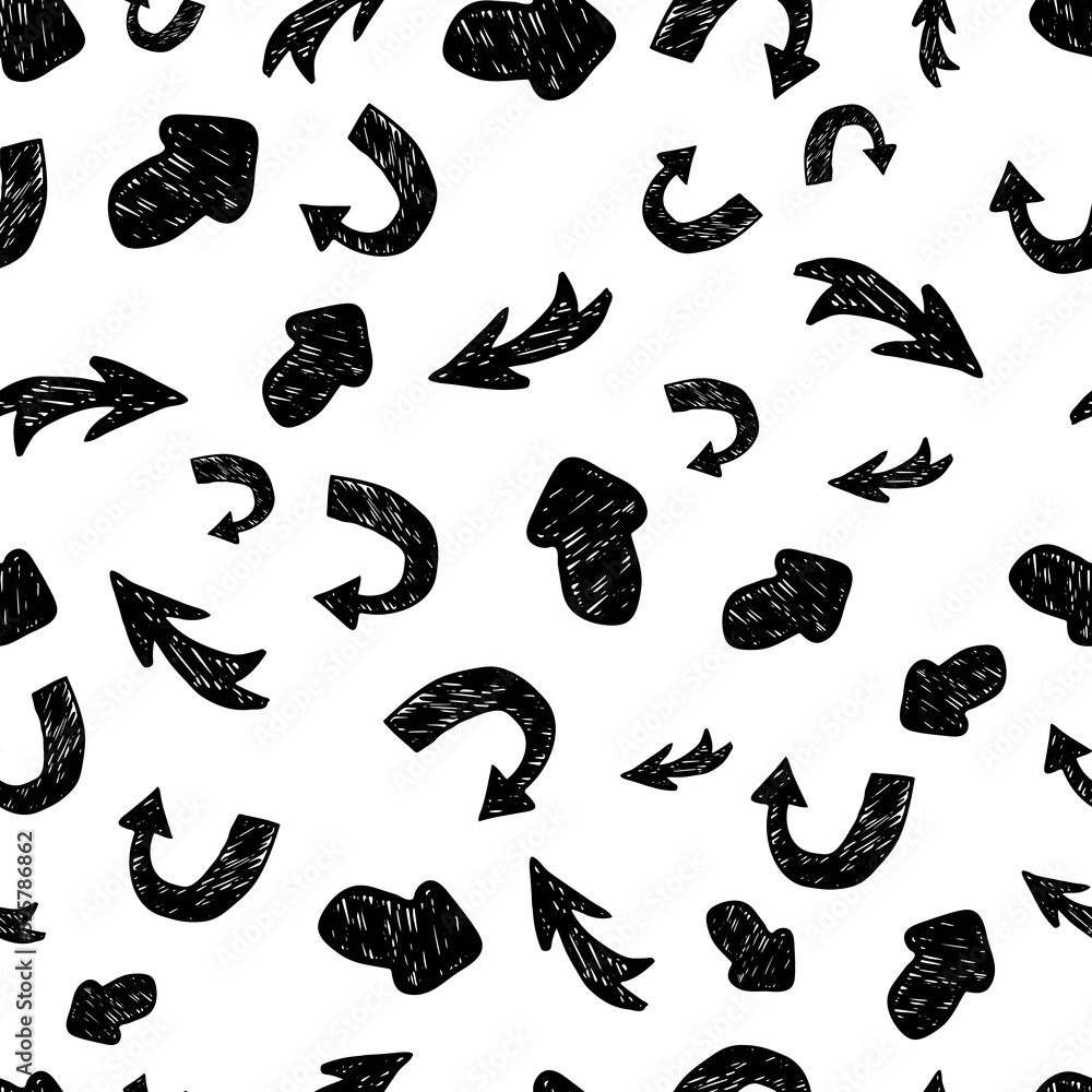 Obraz premium Seamless pattern with black hand drawn arrows