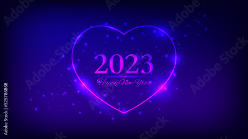 2023 Happy New Year neon background