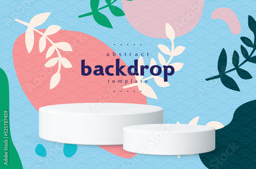 modern art sphere podium with olive branch and fluid sphere on oriental wave abstract background can be use for brochure template travel advertisement product label for food and beverage website 