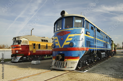 Electric locomotive in railway museum. Brest. Belarus
