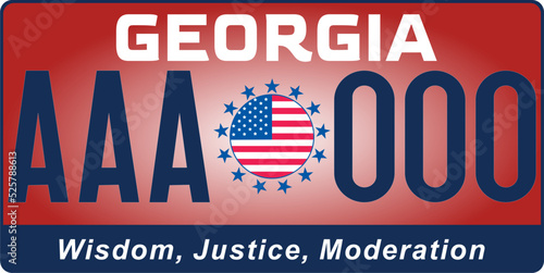 Vehicle license plates marking in Georgia in United States of America, Car plates. Vehicle license numbers of different American states. Vintage print for tee shirt graphics,sticker and poster