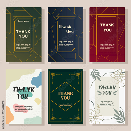 Thank You Card, handwritten on the background. Vector illustration. Easy to edit templates for wedding thank you cards, tags, banners, posters, labels, outfits, etc