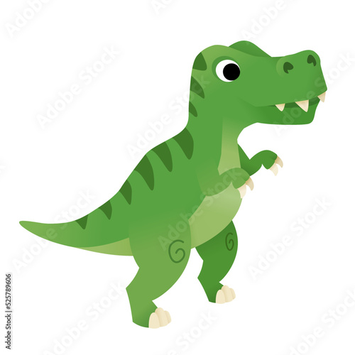 Little cartoon Tyrannosaurus. Prehistoric T-Rex dinosaur illustration.