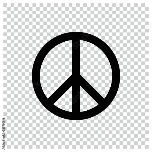 Peace symbol on a transparent background. Peace sign, black isolated icon, vector illustration. The peace symbol is the symbol that symbolizes peace
