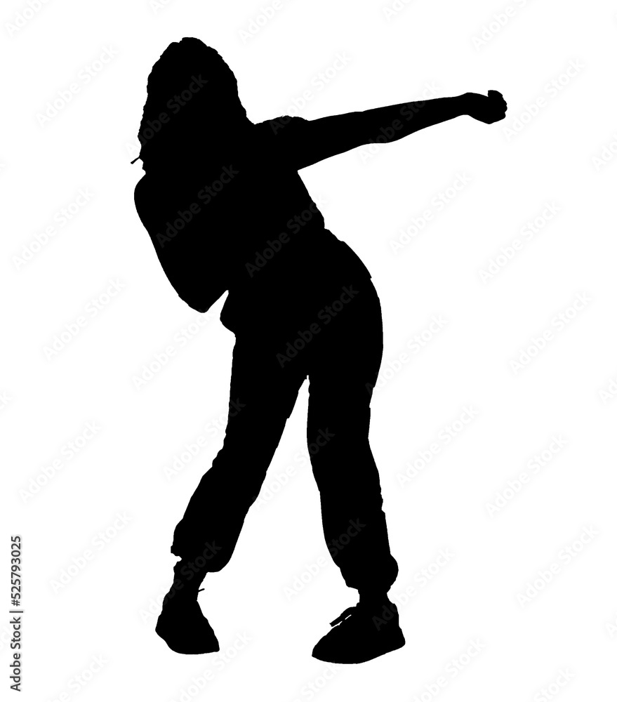 A woman street dance hip hop dancer in silhouette A woman street dance hip hop dancer in silhouette