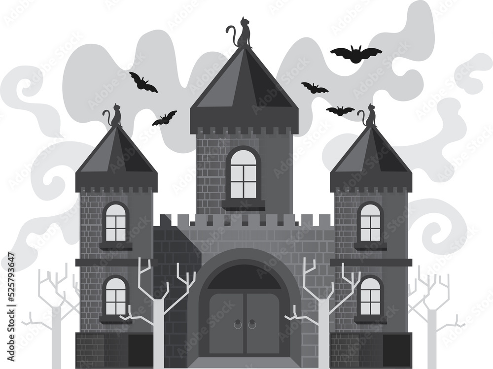 Halloween castle with Bat