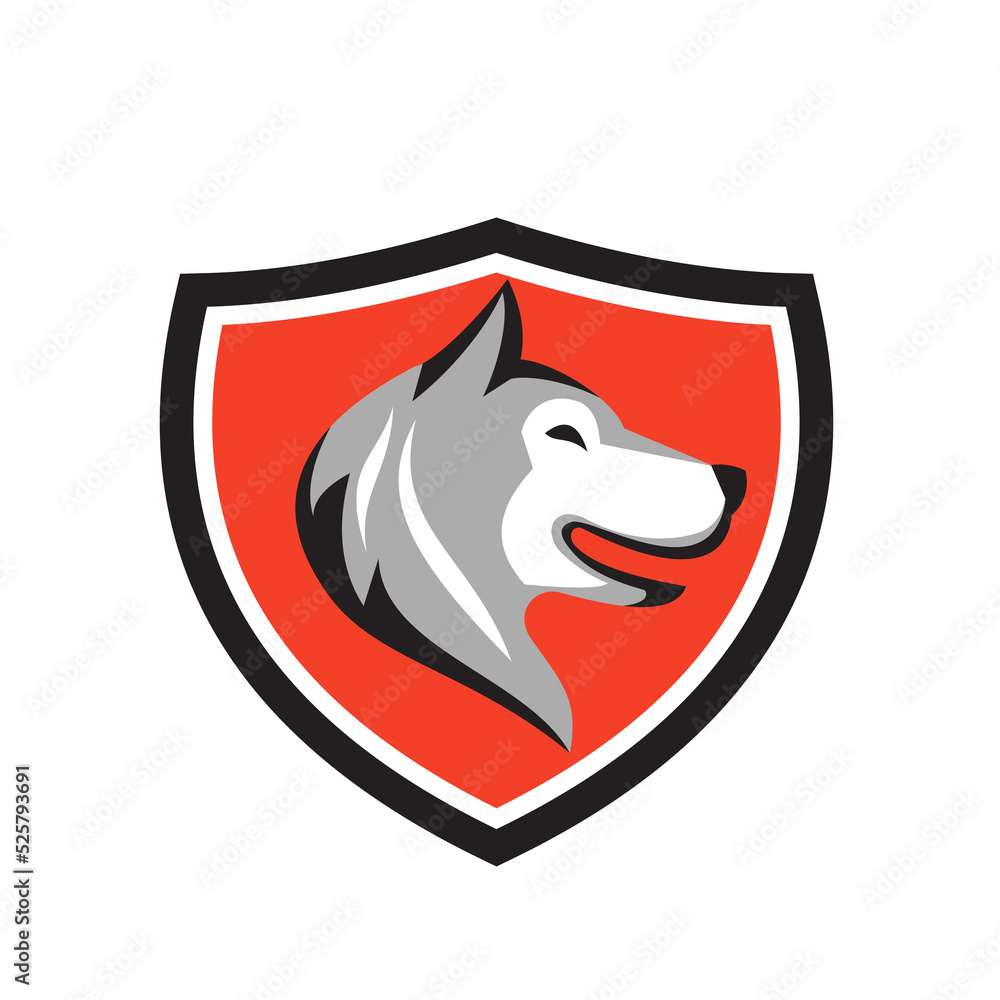 Husky Dog Head Shield Retro
