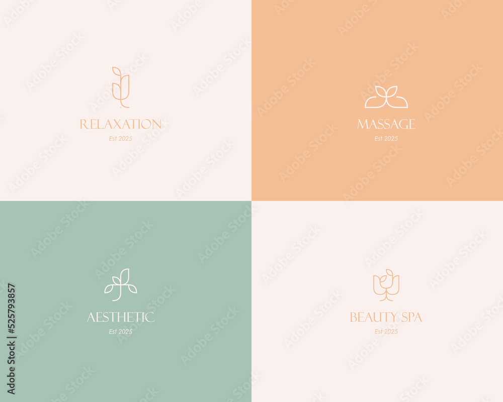 Fototapeta premium Beauty Spa Logo. Logo for business in the industry of beauty, health, personal hygiene. Logo of a beauty salon, health industry, makeup artist. Line art style.