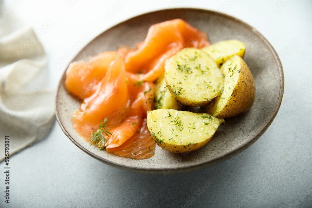 Smoked salmon with potato and dill Smoked salmon with potato and dill