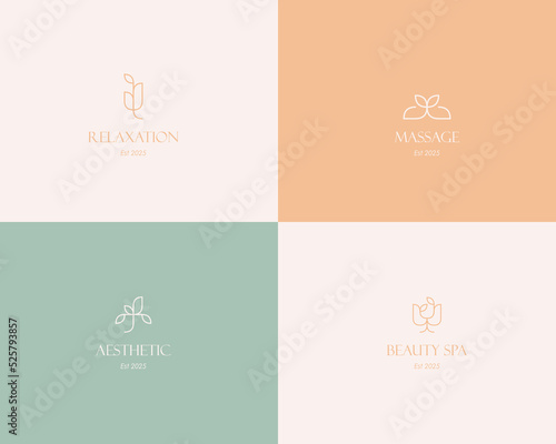 Beauty Spa Logo. Logo for business in the industry of beauty, health, personal hygiene.  Logo of a beauty salon, health industry, makeup artist. Line art style.