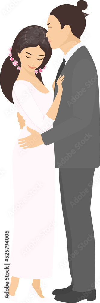 Asian couple getting married. Cartoon flat style. PNG
Asian couple getting married. Cartoon flat style. PNG