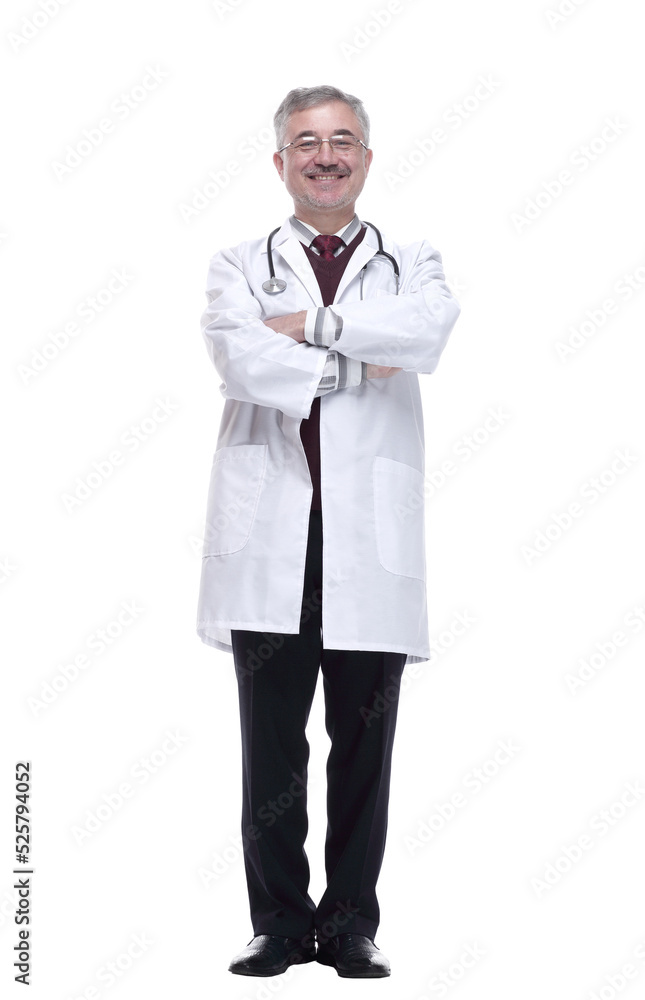 smiling doctor therapist looking at you. isolated on a white smiling doctor therapist looking at you. isolated on a white