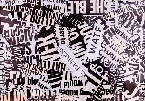 Cuadro en lienzo Handmade Newsprint Mixed Media Collage Artistic Abstract Background Texture