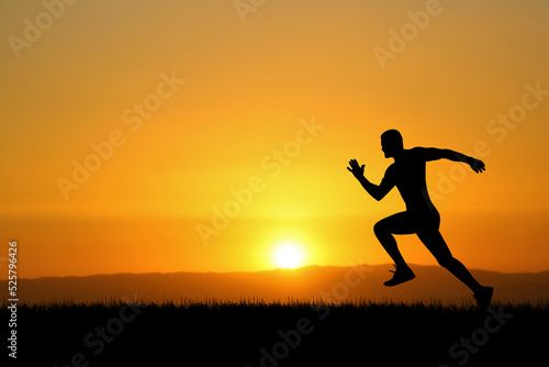people jogging in the meadow in the evening © STOCK PHOTO 4 U