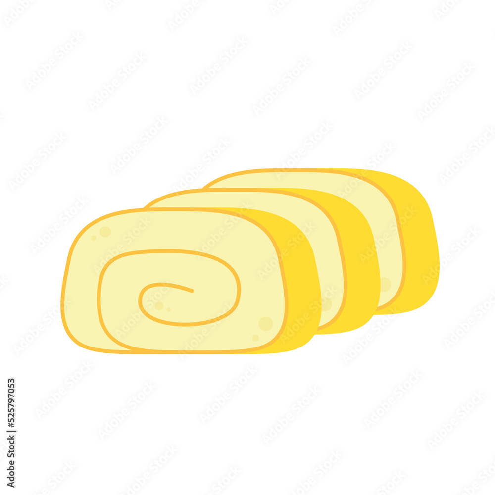 Tamagoyaki is Japanese food. Tamagoyaki cartoon vector. Egg roll. Stock