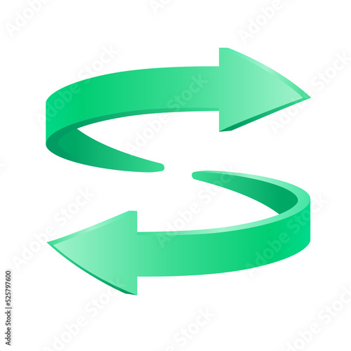 Two arrows green circulating around refresh icon, Update symbol or download.