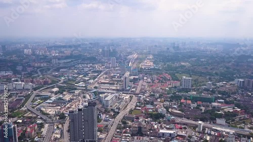 Drone shots of Kuala Lumpur skyline with skyscrapers, Malaysia, UHD photo