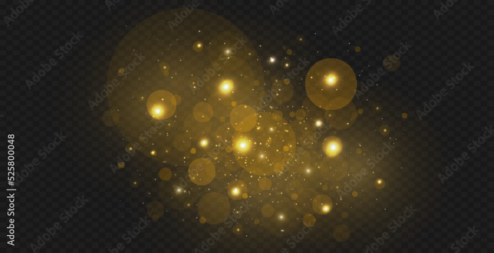 Dust sparks and stars shine with a special light. Christmas light ...