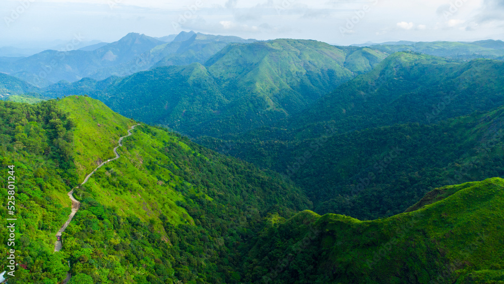 Fototapeta premium Aerial Photography Drone photography of Kerala India, the Beautiful Landscapes of Vagamon, and the nature and mountains of Vagamon