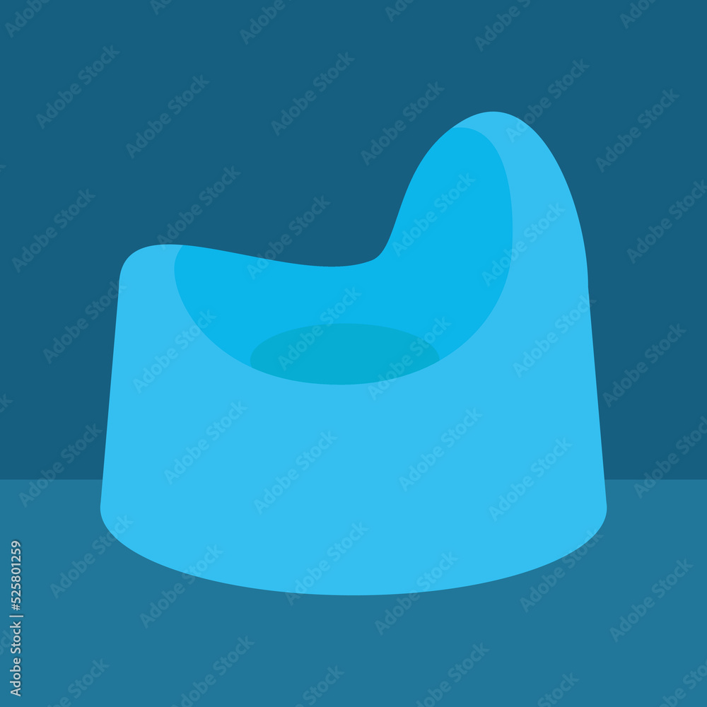 Children's toilet bowl in blue color, illustration, vector Children's toilet bowl in blue color, illustration, vector