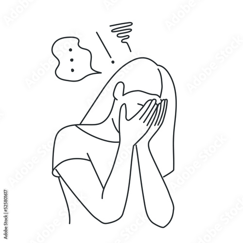 Young girl crying having depression thinking.