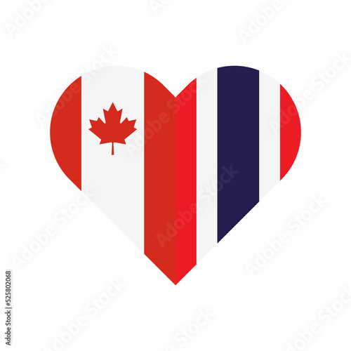 unity concept. heart shape icon of canada and thailand flags. vector illustration isolated on white background