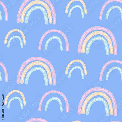 Seamless pattern with colorful rainbows for kids