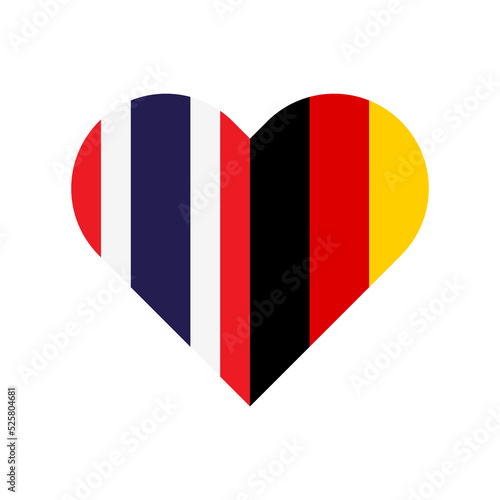 unity concept. heart shape icon of thailand and germany flags. vector illustration isolated on white background