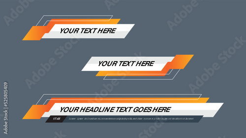 Vector orange lower third bar background. breaking news panel with yellow gradient.