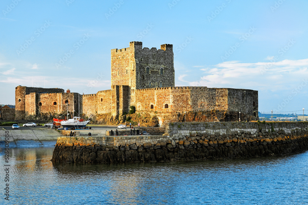 Carrickfergus Castle on the North Antrim Coast Road on shore of Belfast Lough. Norman period built by John de Courcy in 1177.