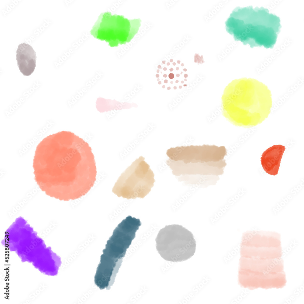 set of watercolor images, multicolored