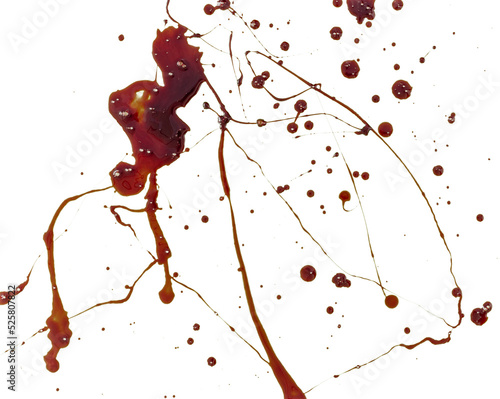 Blood Splatter Smear Stain Overlay Isolated on White Background

