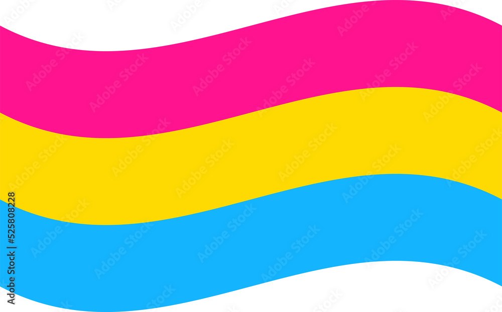 Obraz premium Pansexual Pride Wavy Flag Human rights LGBTQ+ symbol 