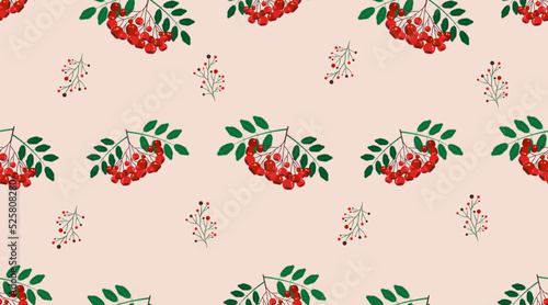 Seamless fruit pattern. Rye and twigs. Romantic bright background for textile, fabric, and decorative paper. Vector illustration.