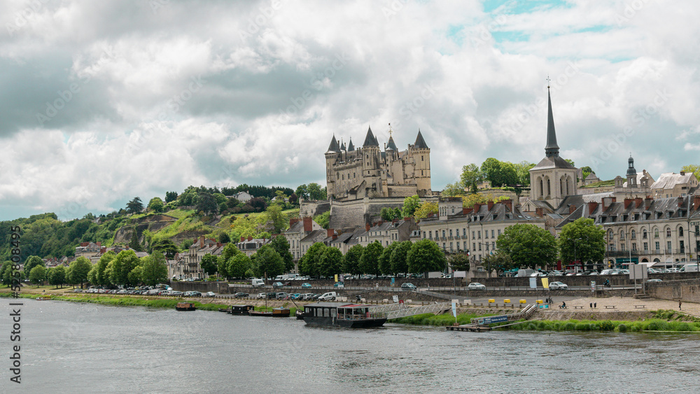 Saumur city, with the castle over the Loire