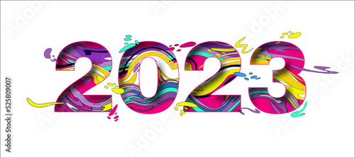 2023 New Year. Decorative vector cut out numbers.