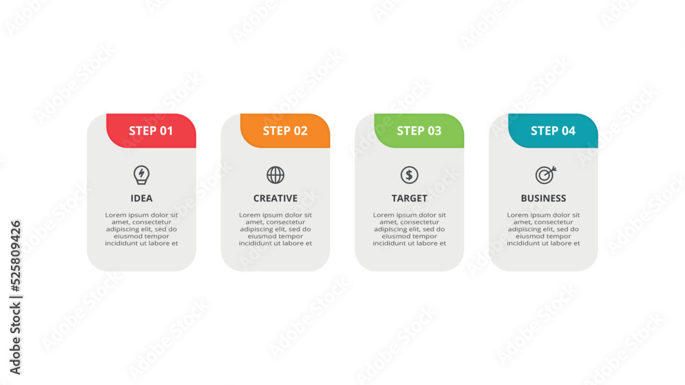 Rectangle concept for infographic with 4 steps, options, parts or processes. Business data visualization. Rectangle concept for infographic with 4 steps, options, parts or processes. Business data visualization.