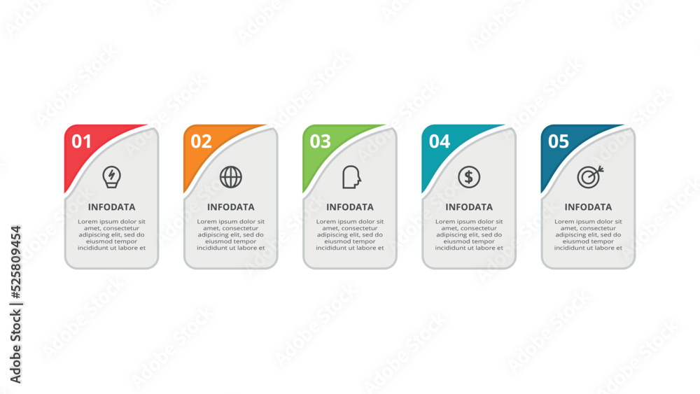 Rectangle concept for infographic with 5 steps, options, parts or processes. Business data visualization. Rectangle concept for infographic with 5 steps, options, parts or processes. Business data visualization.