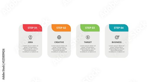 Rectangle concept for infographic with 4 steps, options, parts or processes. Business data visualization.