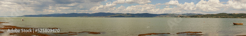 Panoramic view of lake Trasimeno from Isola Polvese, Italy