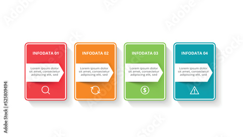 Rectangle concept for infographic with 4 steps, options, parts or processes. Business data visualization.