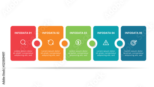 Rectangle concept for infographic with 5 steps, options, parts or processes. Business data visualization.