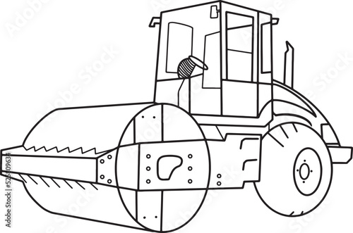 Ground Works Yellow Machines Vehicles Construction and Equipment for building Outline 