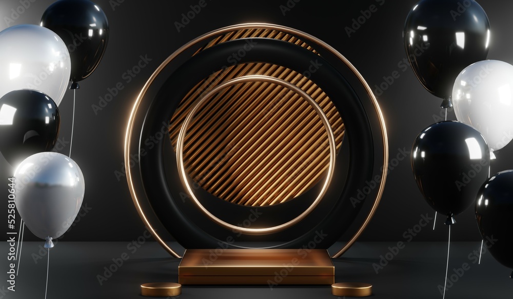 3D rendering of blank product background for cream cosmetics Modern black podium background 3D rendering of blank product background for cream cosmetics Modern black podium background