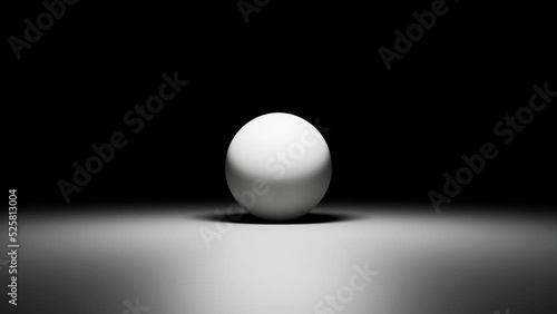 3D Render 4K Sphere in the dark and light on top. photo