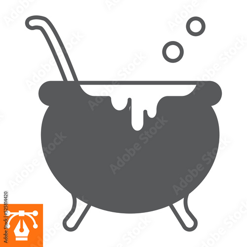 Witch cauldron solid icon, glyph style icon for web site or mobile app, halloween and magic, witch pot vector icon, simple vector illustration, vector graphics with editable strokes.