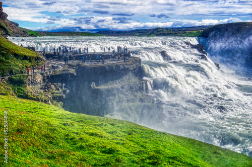 Gullfoss waterfall located in canyon on Hvita river  Iceland - hdr photograph