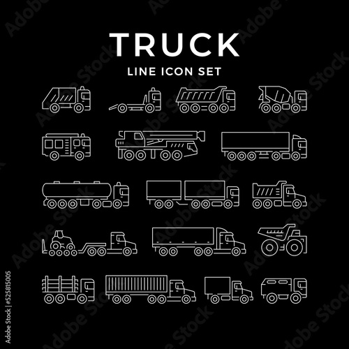 Set line icons of trucks