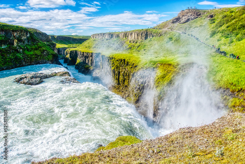 Gullfoss waterfall located in canyon on Hvita river  Iceland - hdr photograph